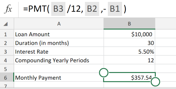 Excel formula Calculate interest rate for loan