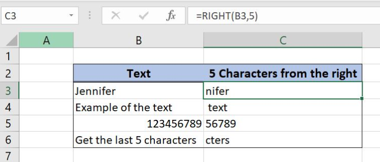 right() function transcad