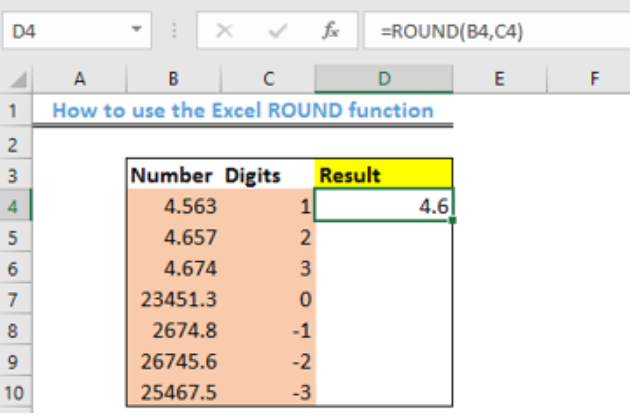 How to use rounding function in excel