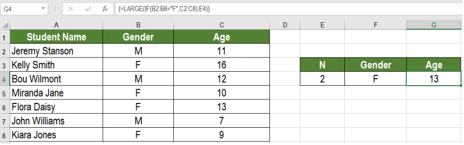 Excel formula nth largest value with criteria Excelchat