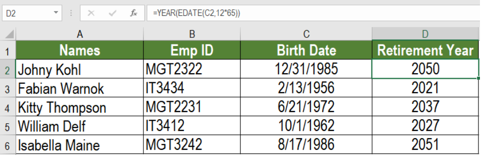 How To Calculate Date Of Retirement In Excel Haiper