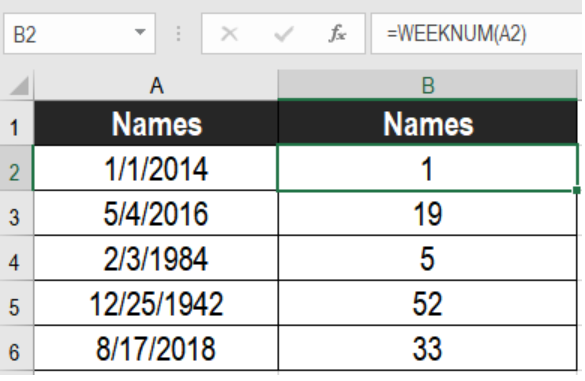 excel formula week number