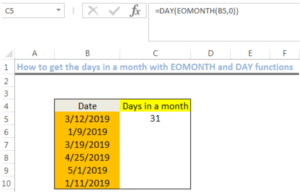 Excel formula: Days in month - Excelchat