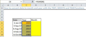 Excel formula: Convert date to month and year