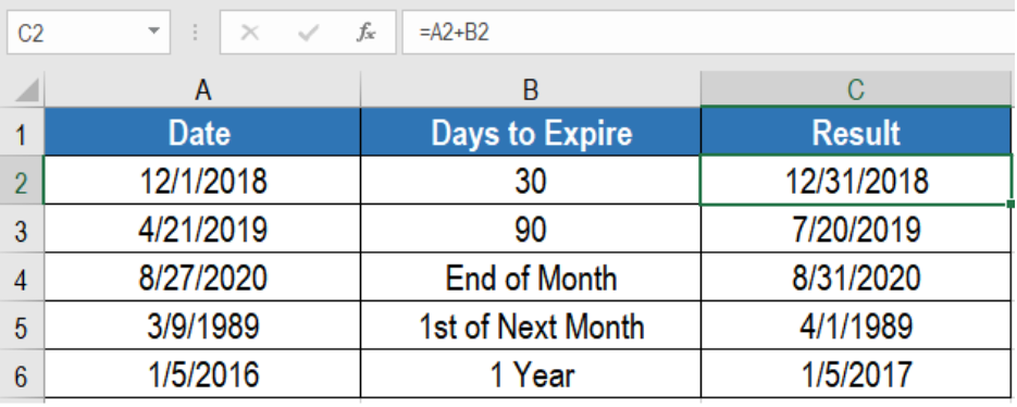 Excel formula: Calculate expiration date