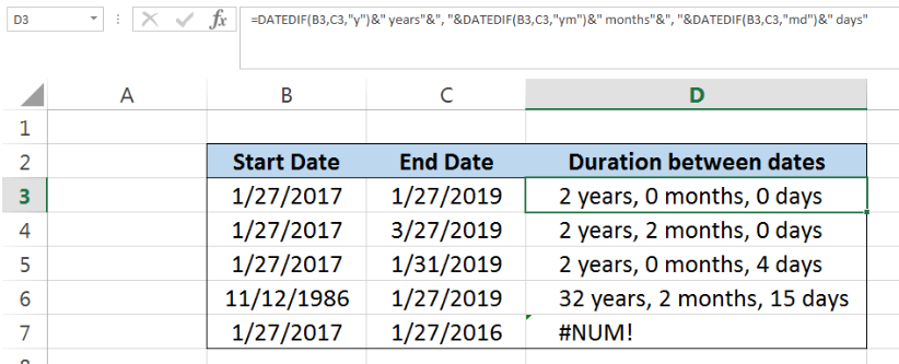 Excel Formula: Get Days, Months, And Years Between Dates