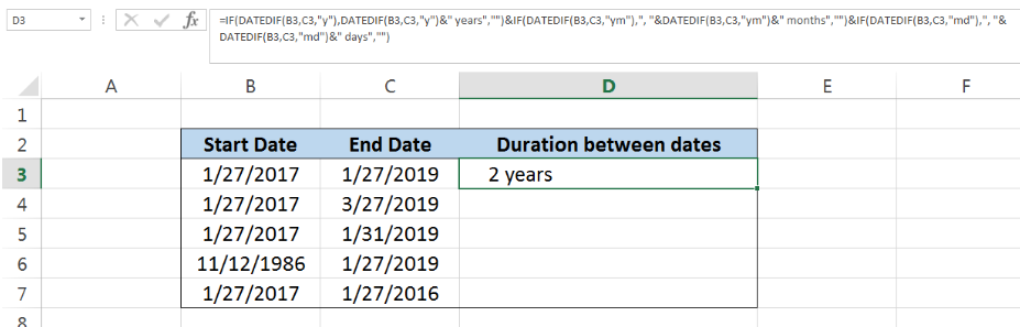 Excel Formula: Get Days, Months, And Years Between Dates