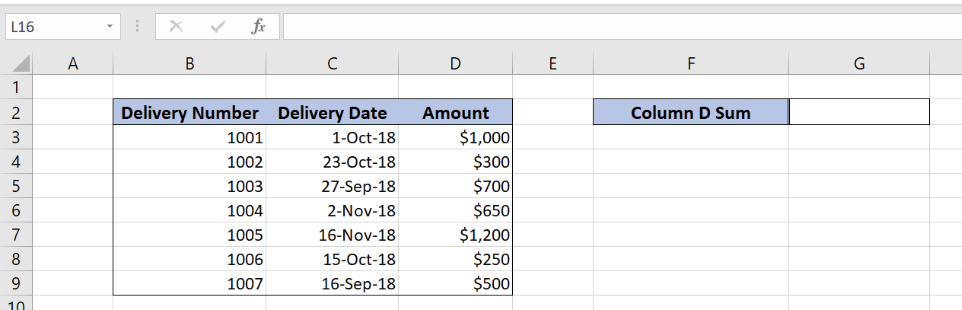 Excel Formula Sum Entire Column