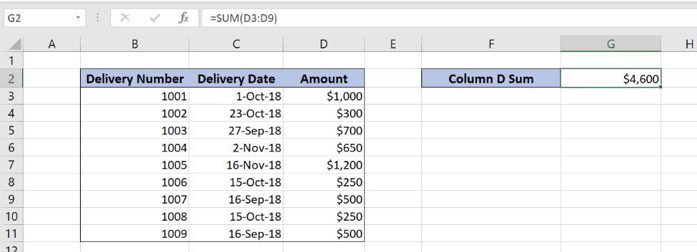 how to sum a column in excel windows 10