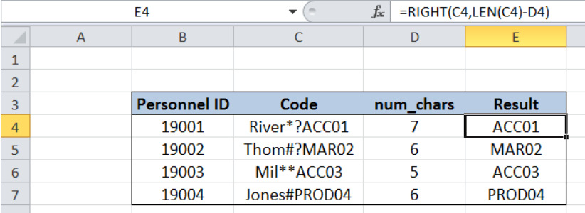 Excel: Remove first or last characters (from left or right)