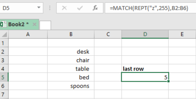 Excel formula Last row in text data in Excelchat