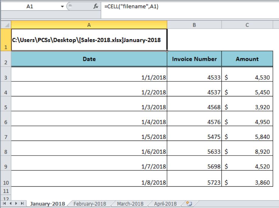 Excel Formula Get Sheet Name Only