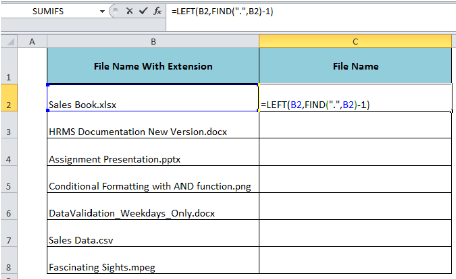 Excel Formula Remove File Extension From Filename