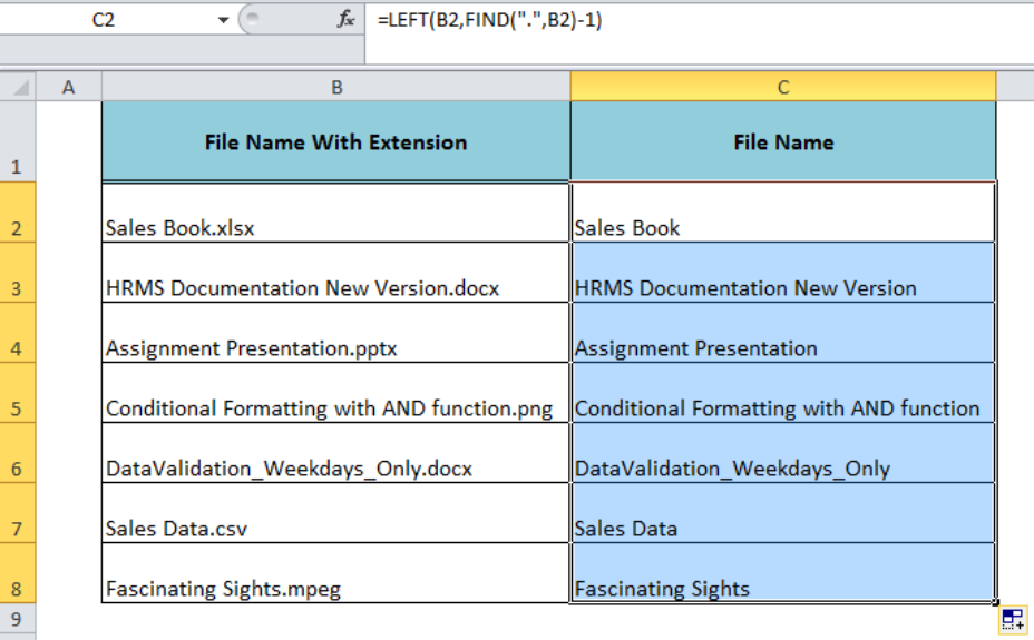 Excel Formula Remove File Extension From Filename