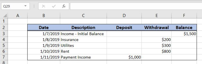 how to use microsoft excel to balance a checkbook