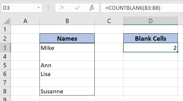 Excel formula: Count cells that are blank