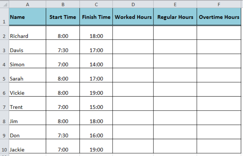 excel overtime after 40 hours spreadsheet template