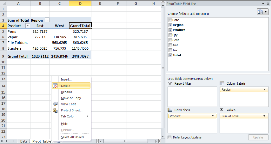 excel for mac multiple sheet pivot t