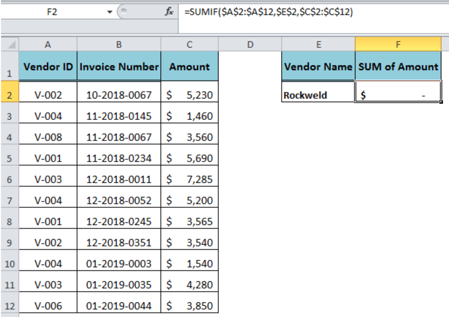 how to sum a column in excel inside vlookup