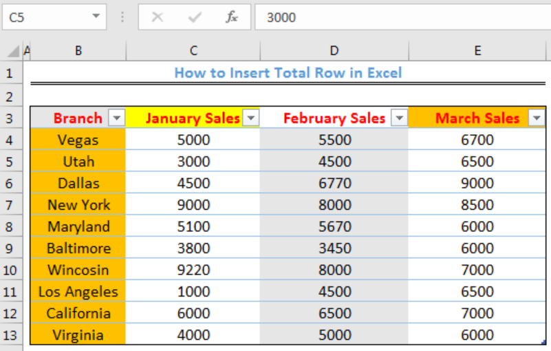 excel for mac add total row