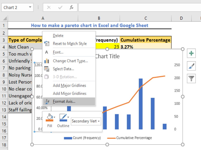 Google Sheets Pareto Chart