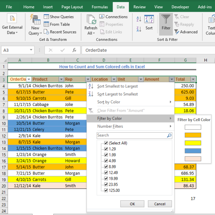 How To Count And Sum Colored Cells In Excel Excelchat