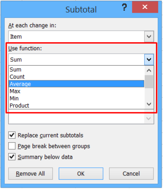 insert subtotals in a list of data excel for mac