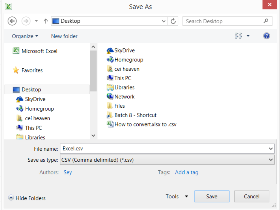 convert xls to csv