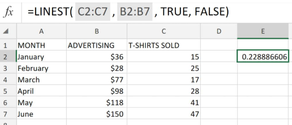 excel linest function returns error