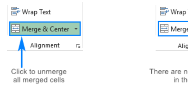 finding merged cells in excel for mac