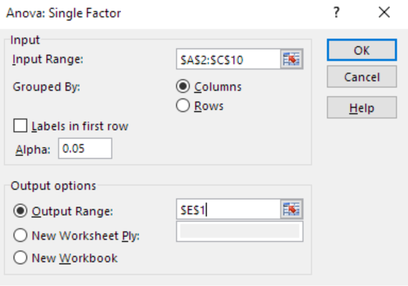 how to create a two way anova in excel