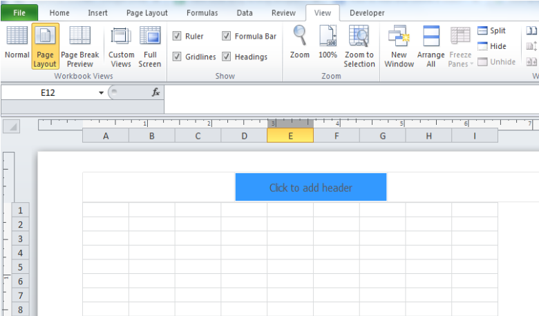 how to insert a header in excel on pc