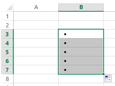 keyboard shortcut bullet point in excel