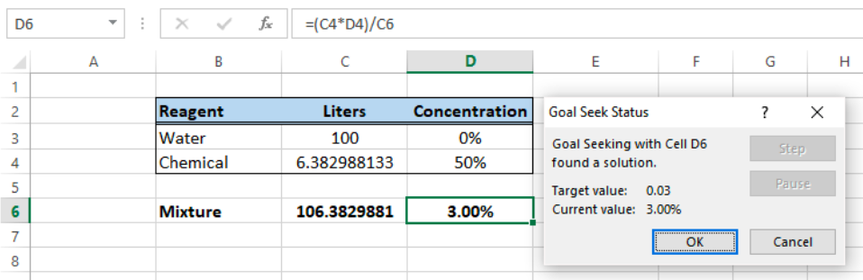 use goal seek excel