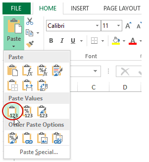 Convert all formulas to values in excel