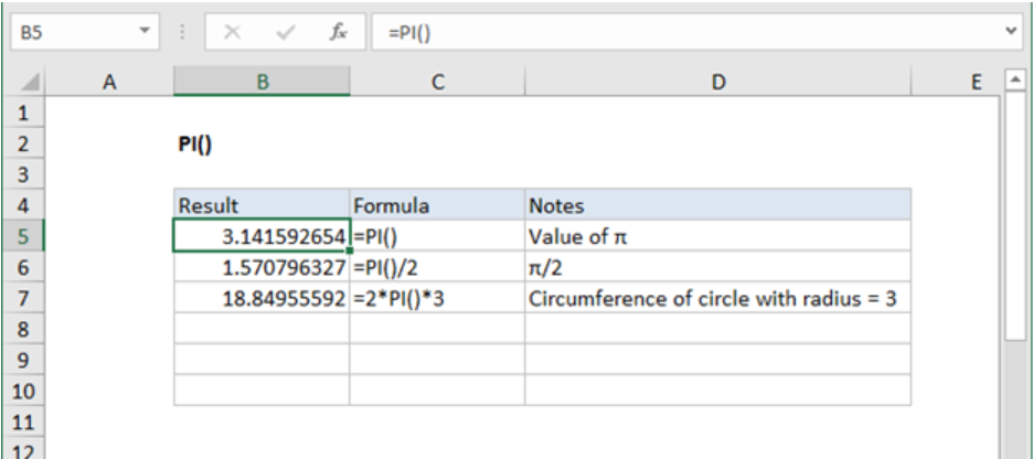 How To Use Pi In Excel Ms Excel Tutorials