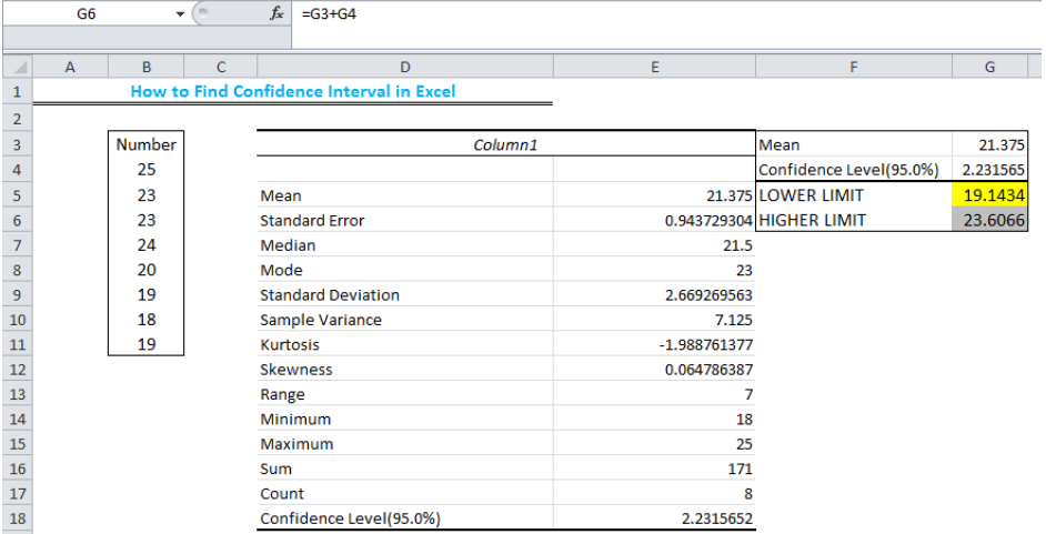 xlstat calculate confidence interval