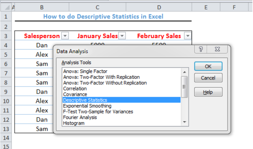 how to get descriptive statistics in excel mac