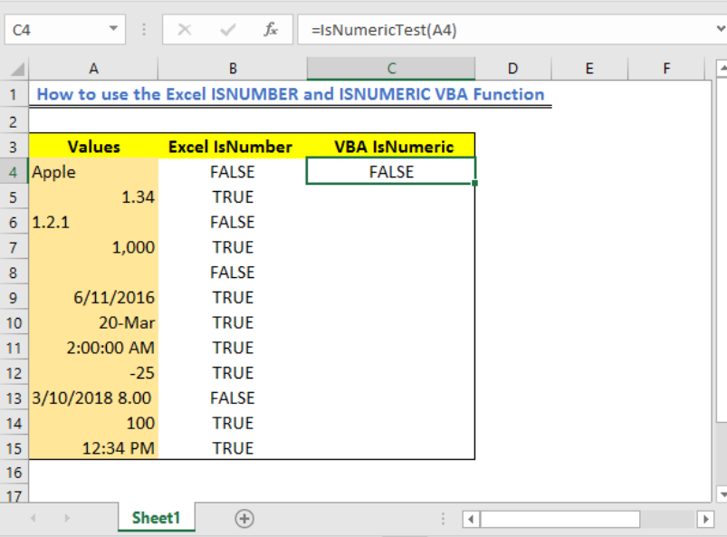 How to use the Excel ISNUMBER and ISNUMERIC VBA Function | Excelchat