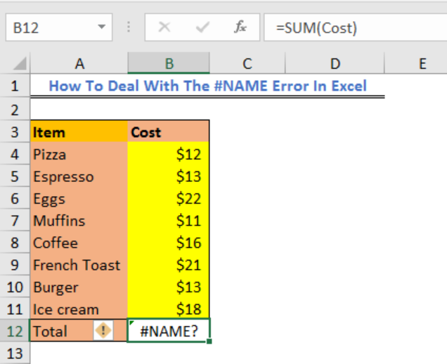 How To Deal With The Name Error In Excel Excelchat