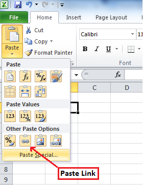 how to link cells in excel between tabs